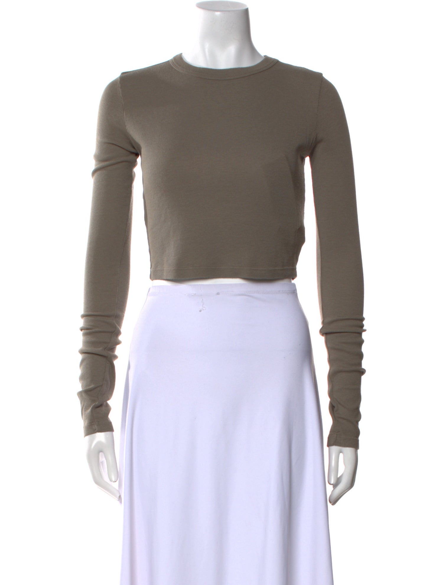 Cotton Citizen Crew Neck Long Sleeve Crop Top