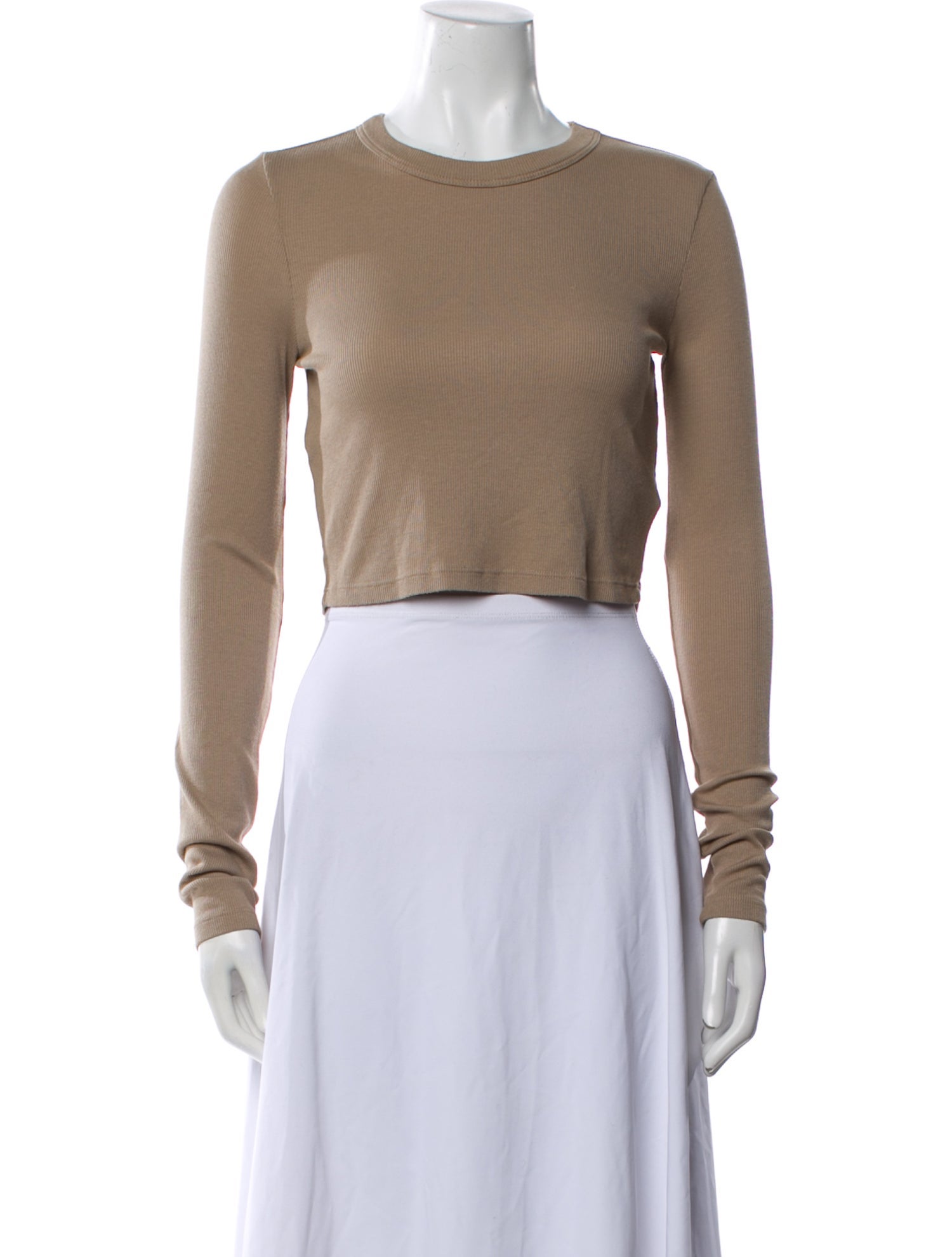 Cotton Citizen Crew Neck Long Sleeve Crop Top