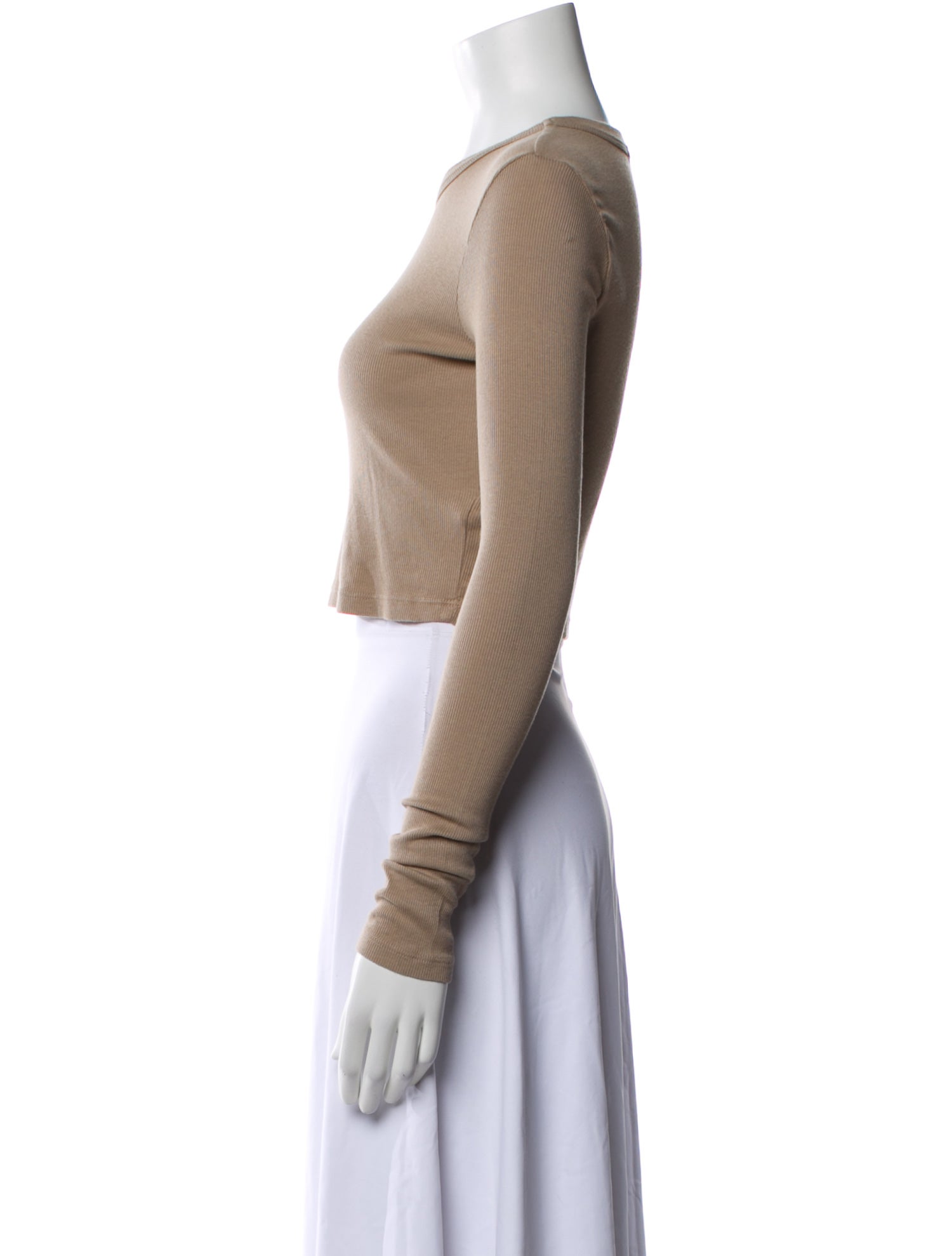 Cotton Citizen Crew Neck Long Sleeve Crop Top