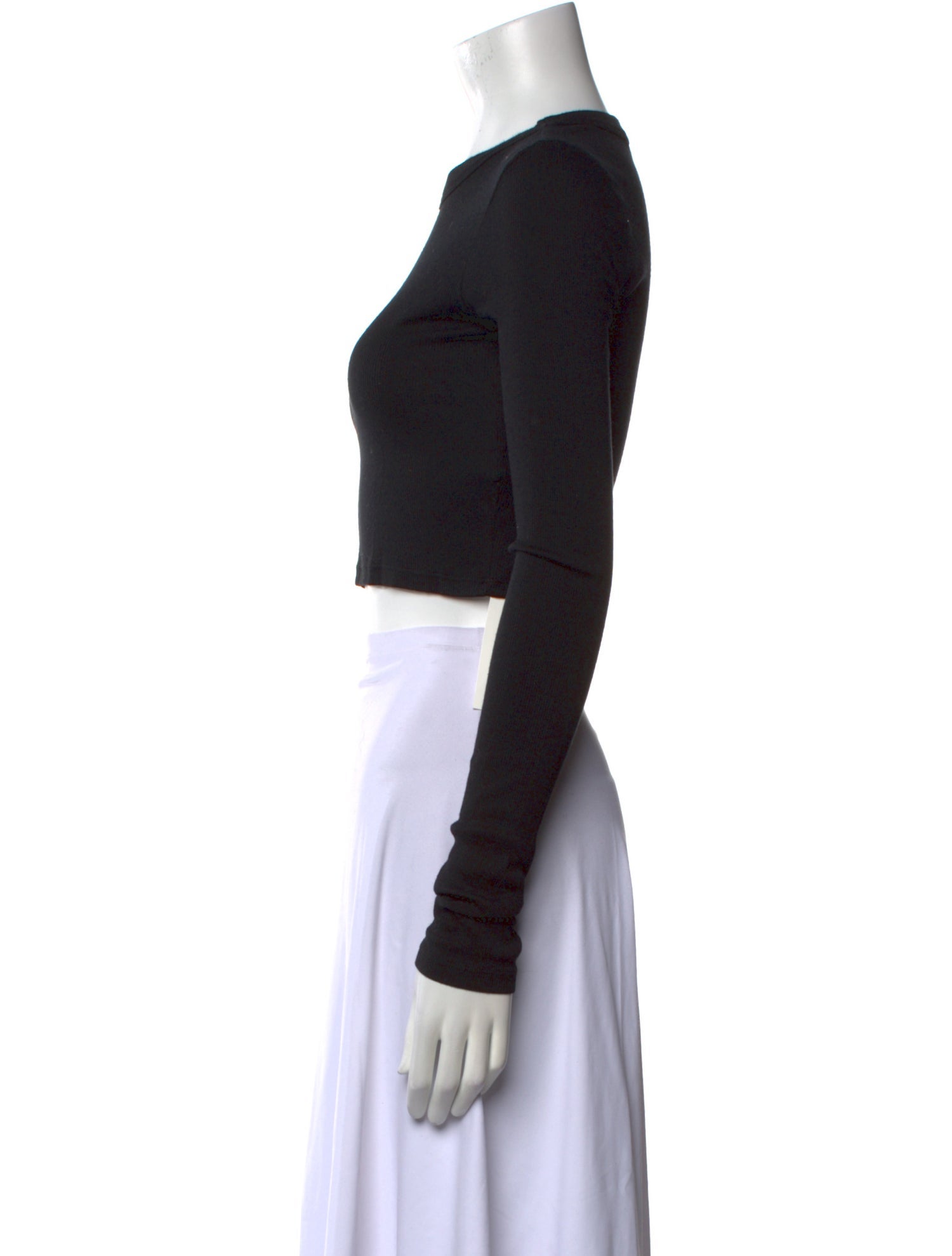 Cotton Citizen Crew Neck Long Sleeve Crop Top