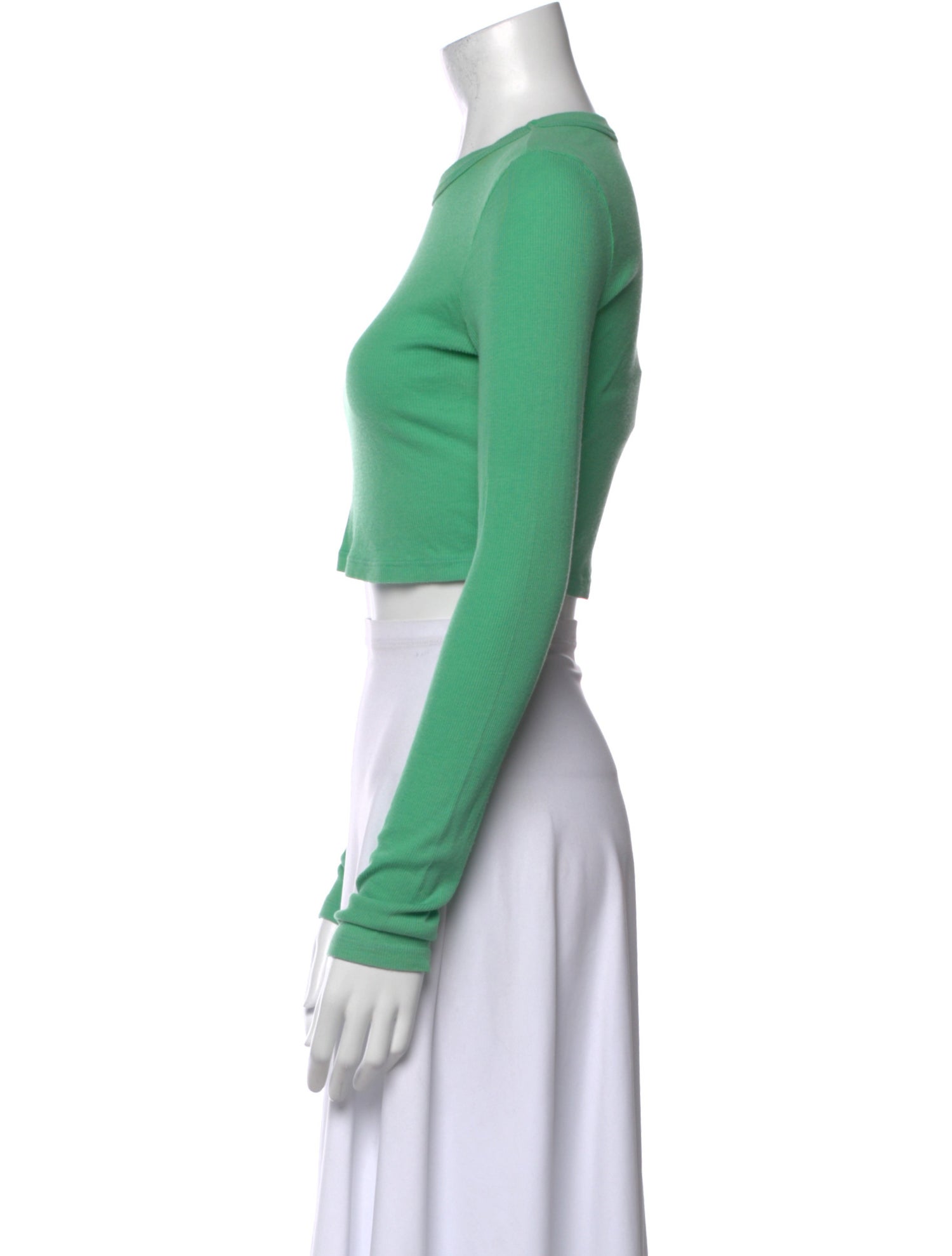 Cotton Citizen Crew Neck Long Sleeve Crop Top