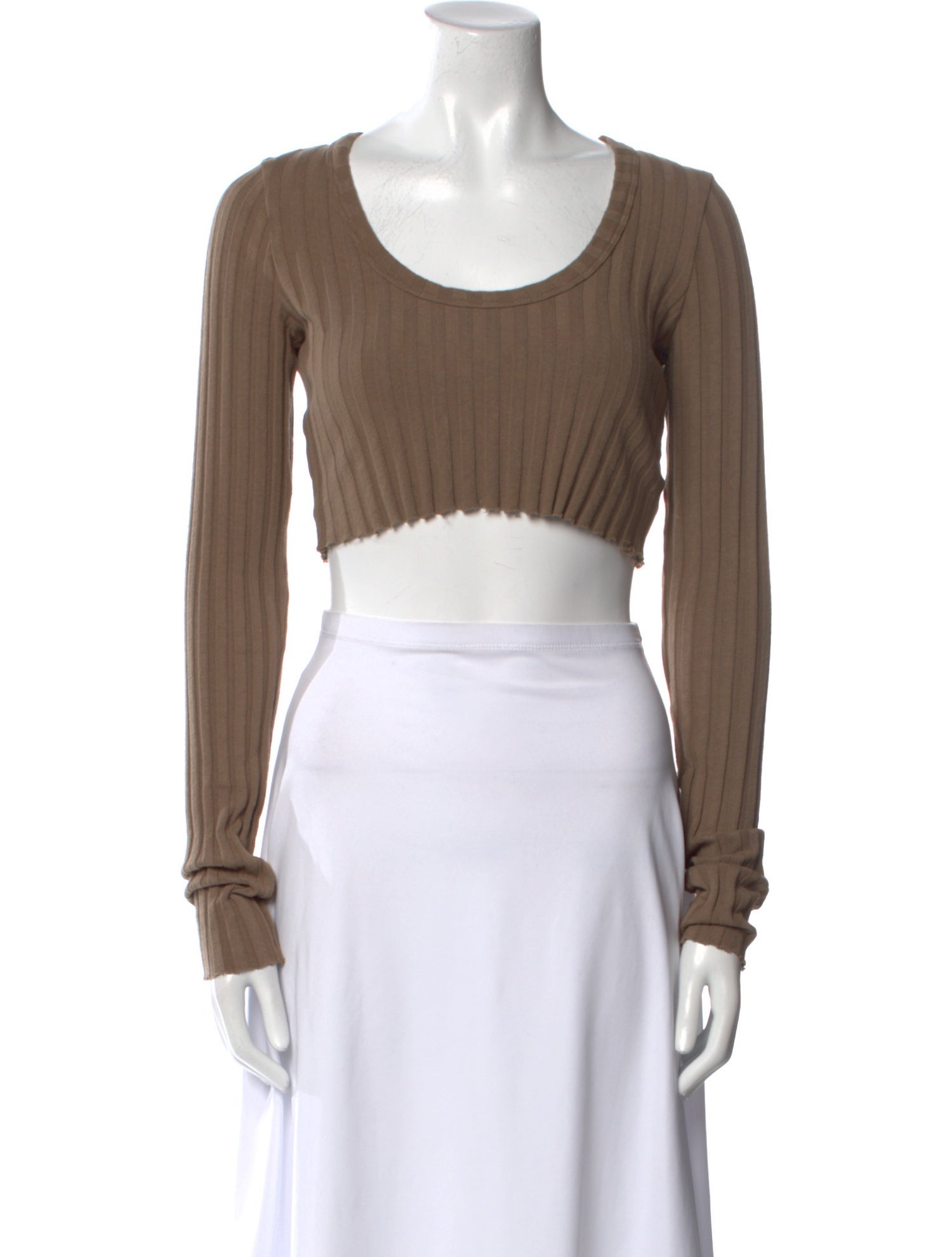 Cotton Citizen Scoop Neck Long Sleeve Crop Top