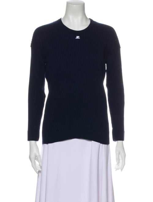 Courrèges Crew Neck Long Sleeve Sweatshirt Blue