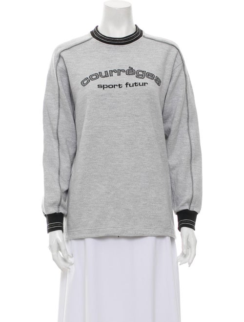 Courrèges Graphic Print Mock Neck Sweatshirt Grey