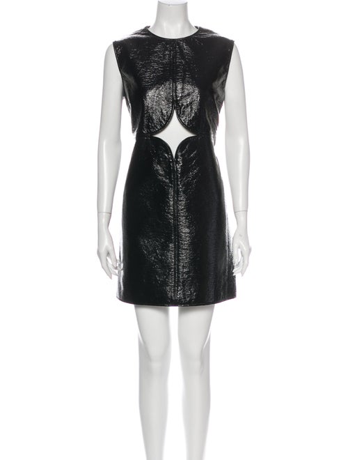 Courrèges Crew Neck Mini Dress Black
