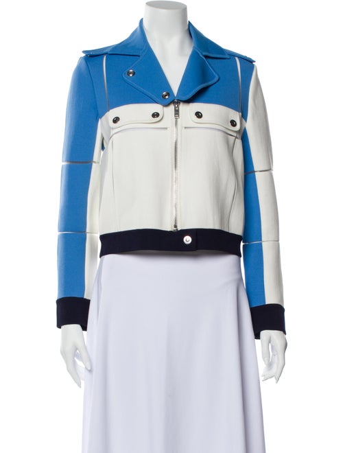 Courrèges Colorblock Pattern Biker Jacket Blue