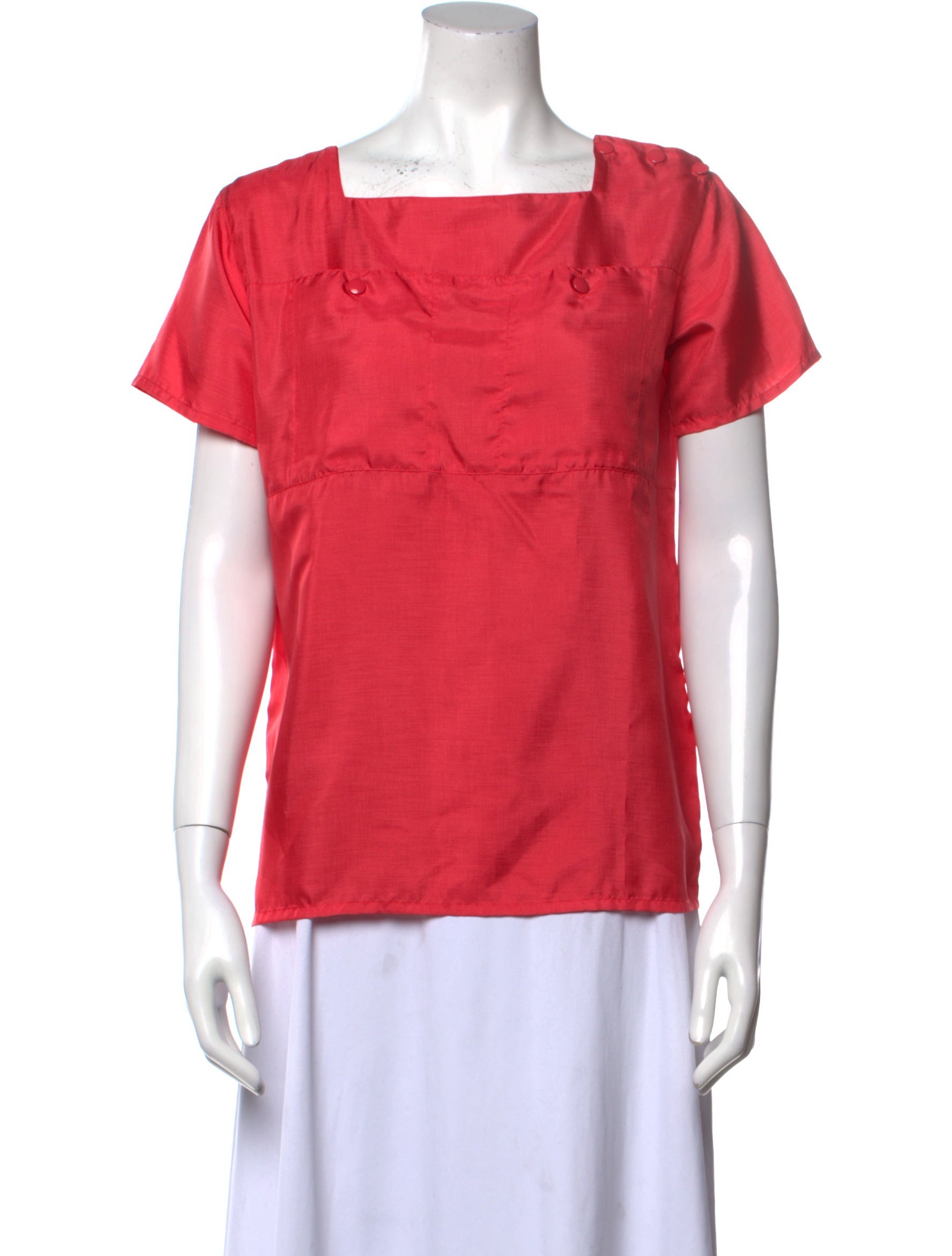 Courrèges Square Neckline Short Sleeve Blouse
