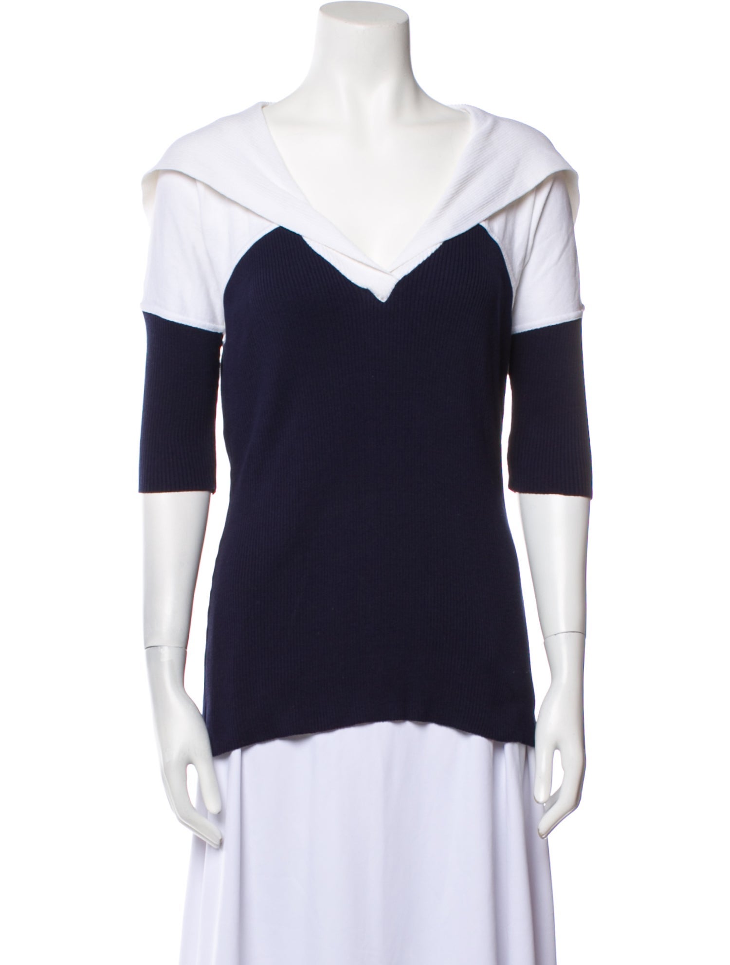 Courrèges V-Neck Three-Quarter Sleeve Top