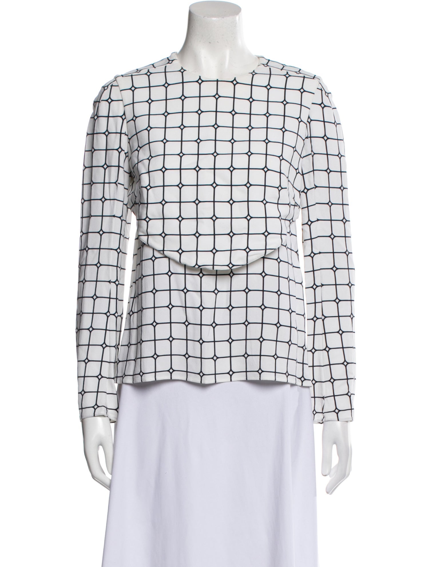 Courrèges Plaid Print Crew Neck Top