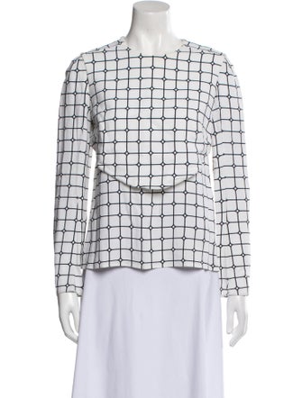 Courrèges Plaid Print Crew Neck Top