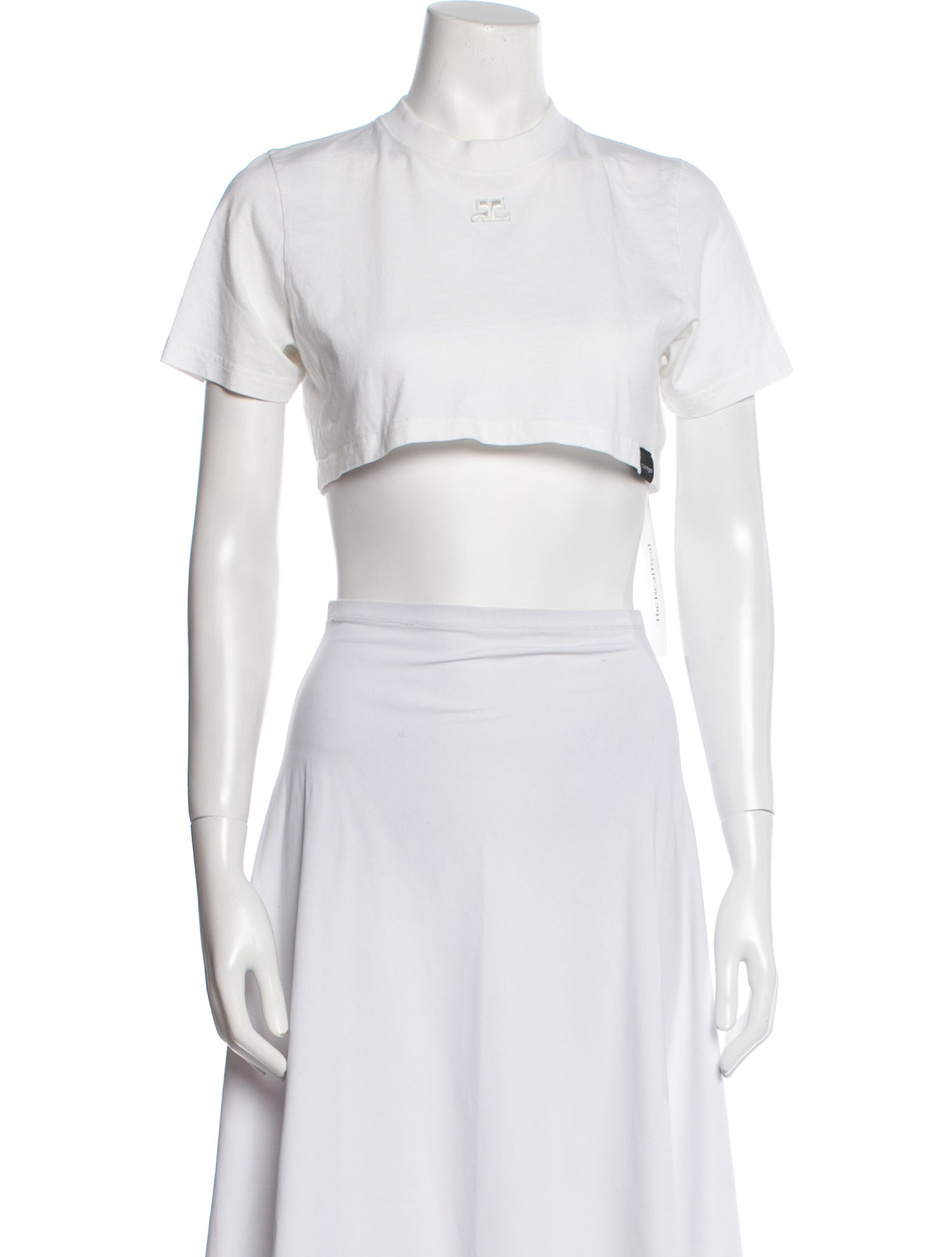 Courrèges Mock Neck Short Sleeve Crop Top