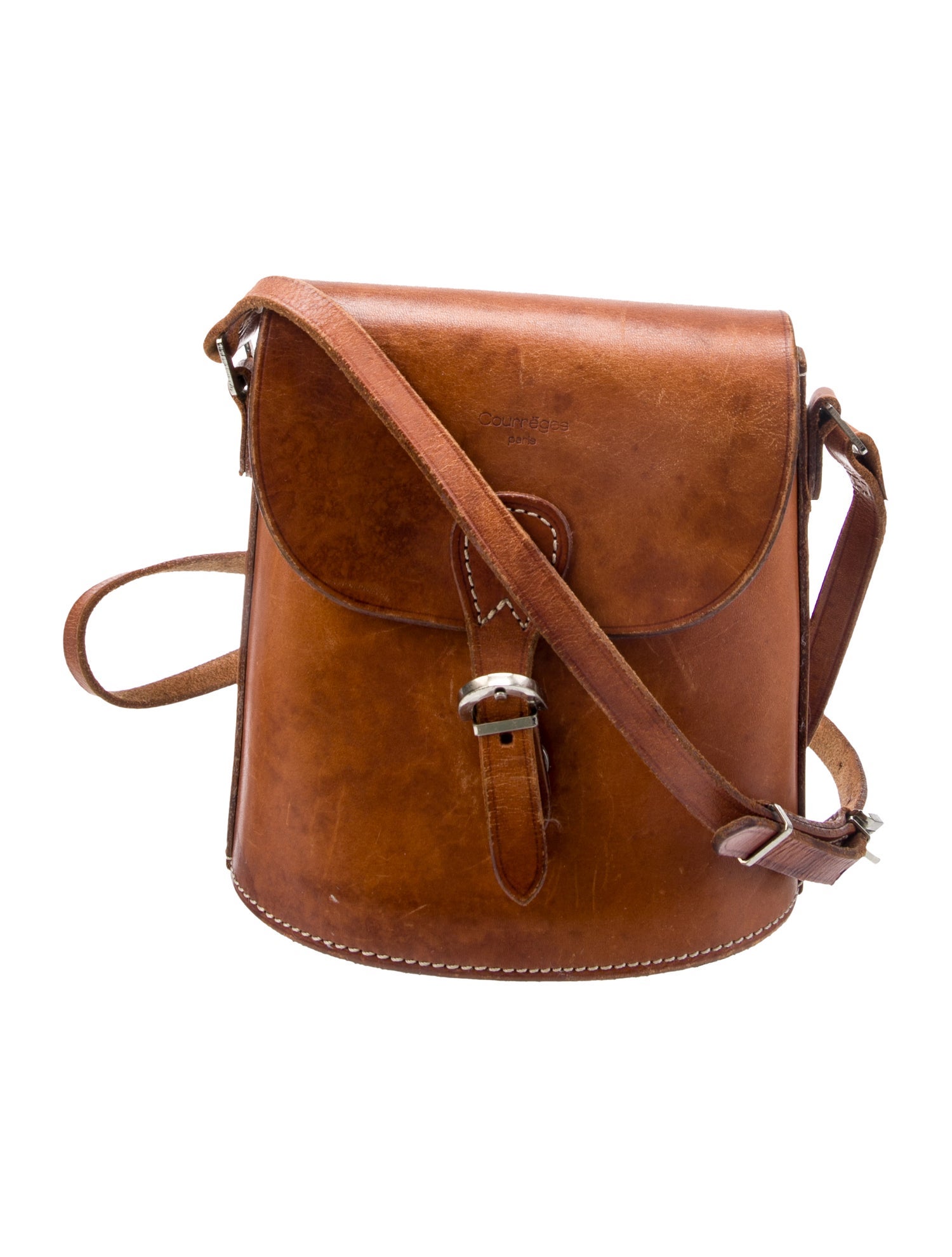 Courrèges Leather Crossbody Bag - Brown Crossbody Bags, Handbags