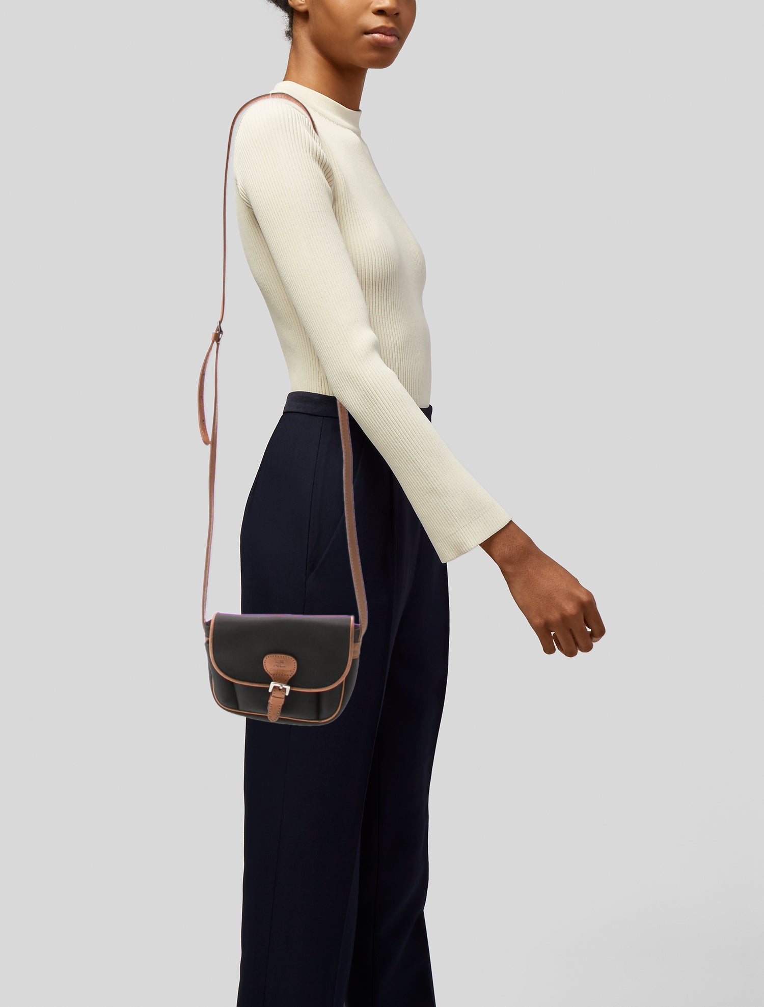 courrèges GRAINED LEATHER CROSS BODY BAG Courrèges Handbags