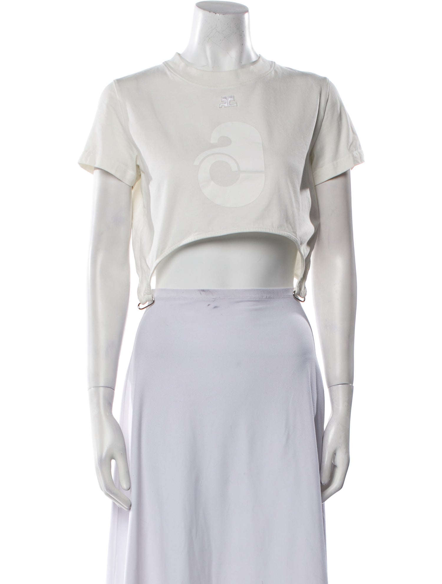 Courrèges Crew Neck Short Sleeve Crop Top