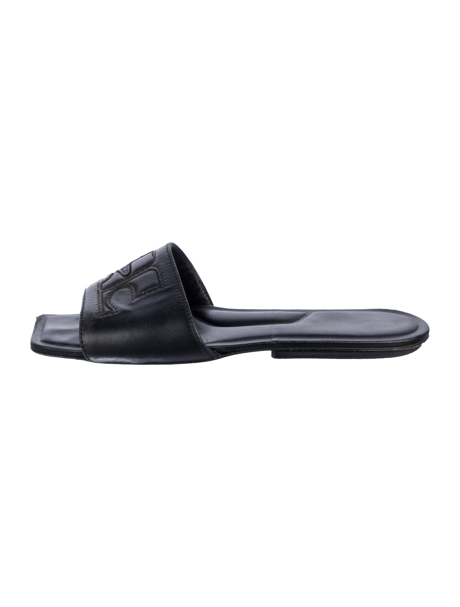 Courrèges Leather Slides - Black Sandals, Shoes - WCOUR29938