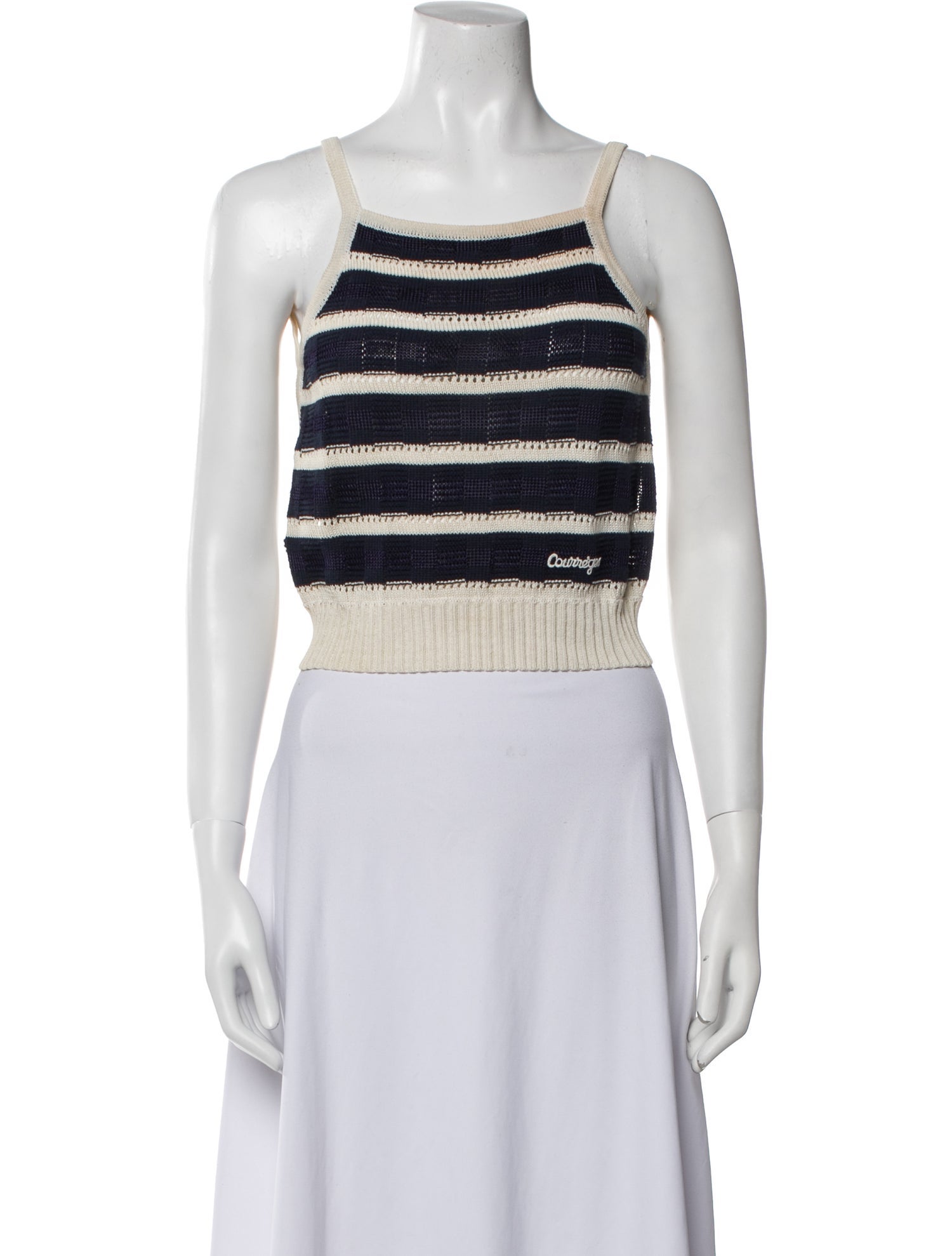 Courrèges Striped Square Neckline Crop Top