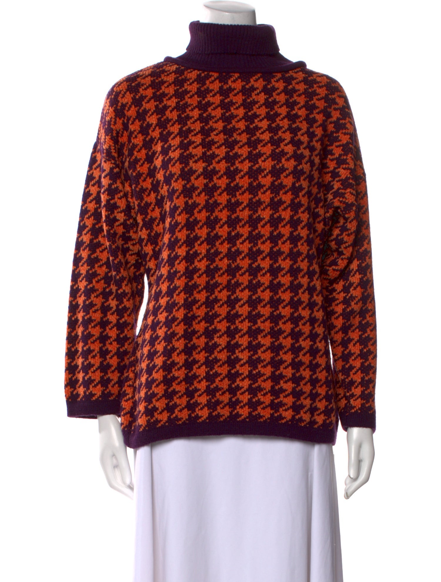 Courrèges Houndstooth Print Turtleneck Sweater