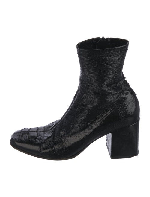 Courrèges Patent Leather Embroidered Accent Boots