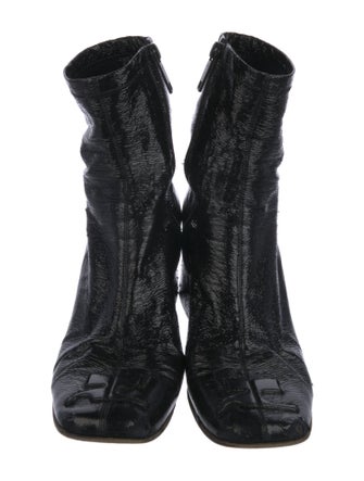 Courrèges Patent Leather Embroidered Accent Boots