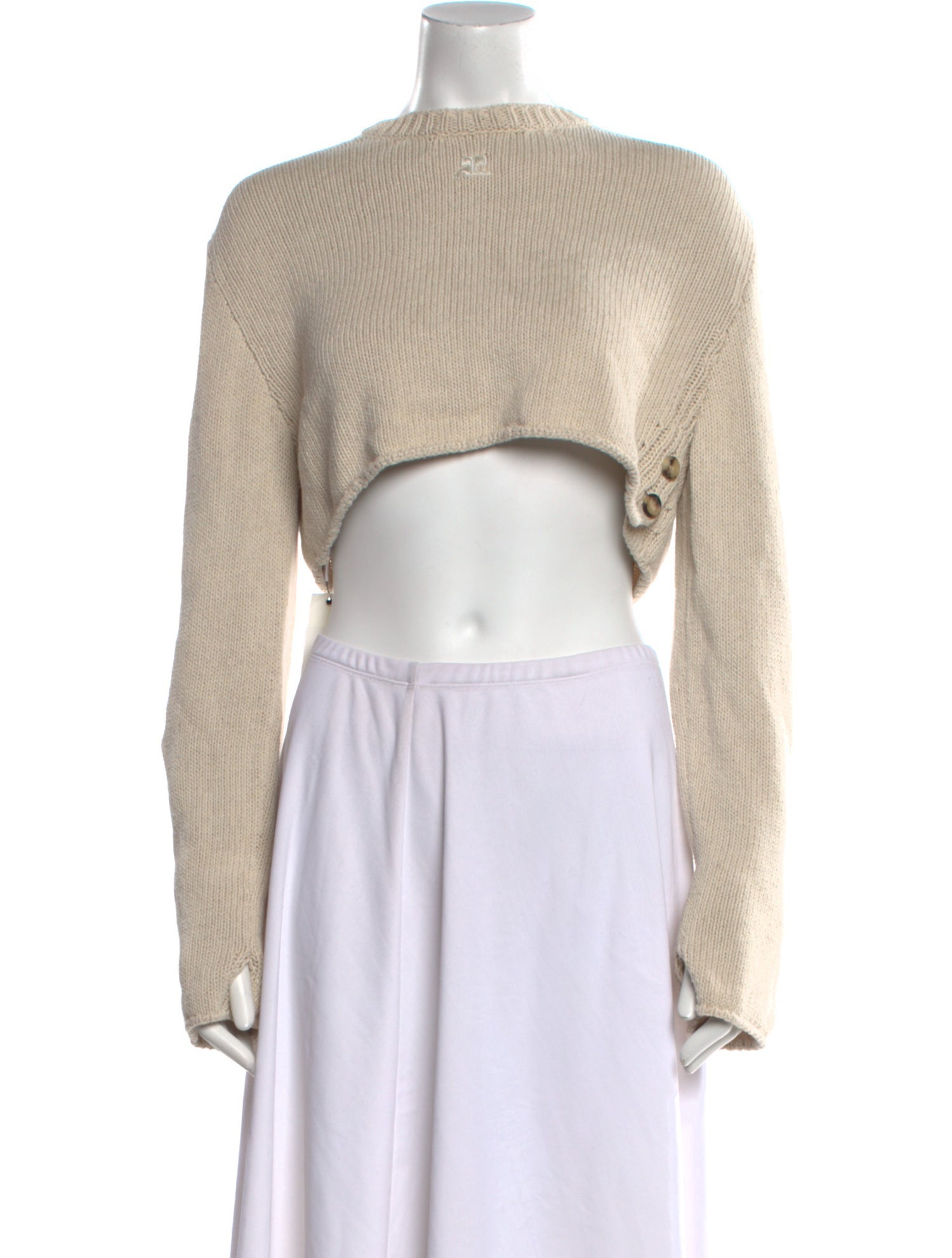 Courrèges Bateau Neckline Long Sleeve Crop Top