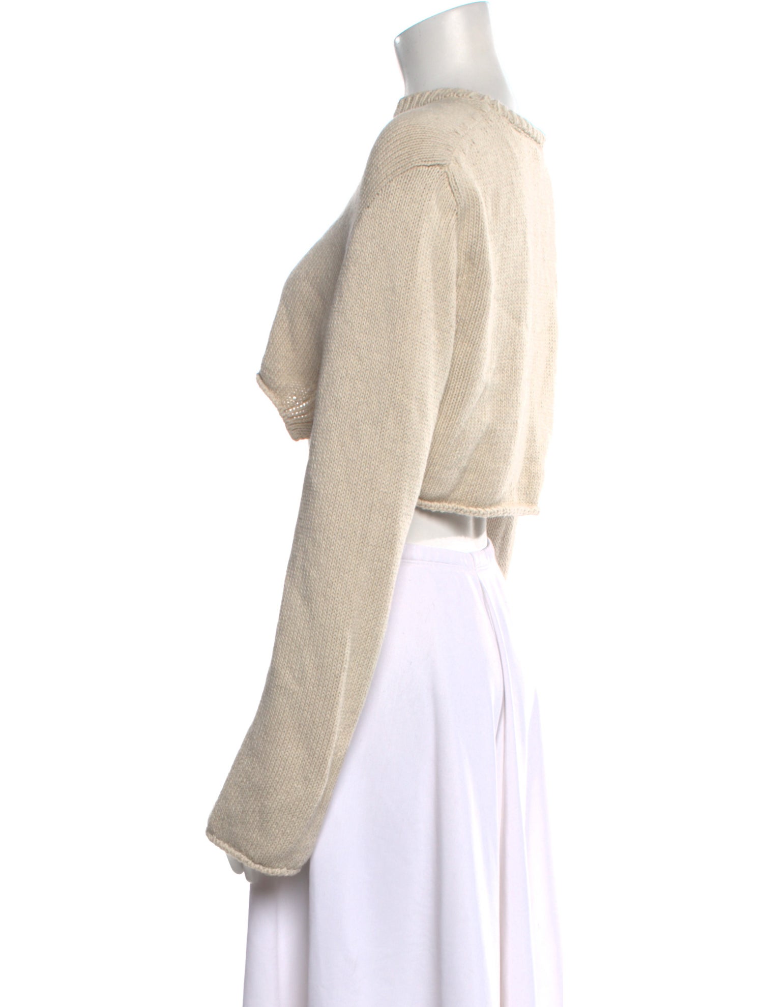 Courrèges Bateau Neckline Long Sleeve Crop Top