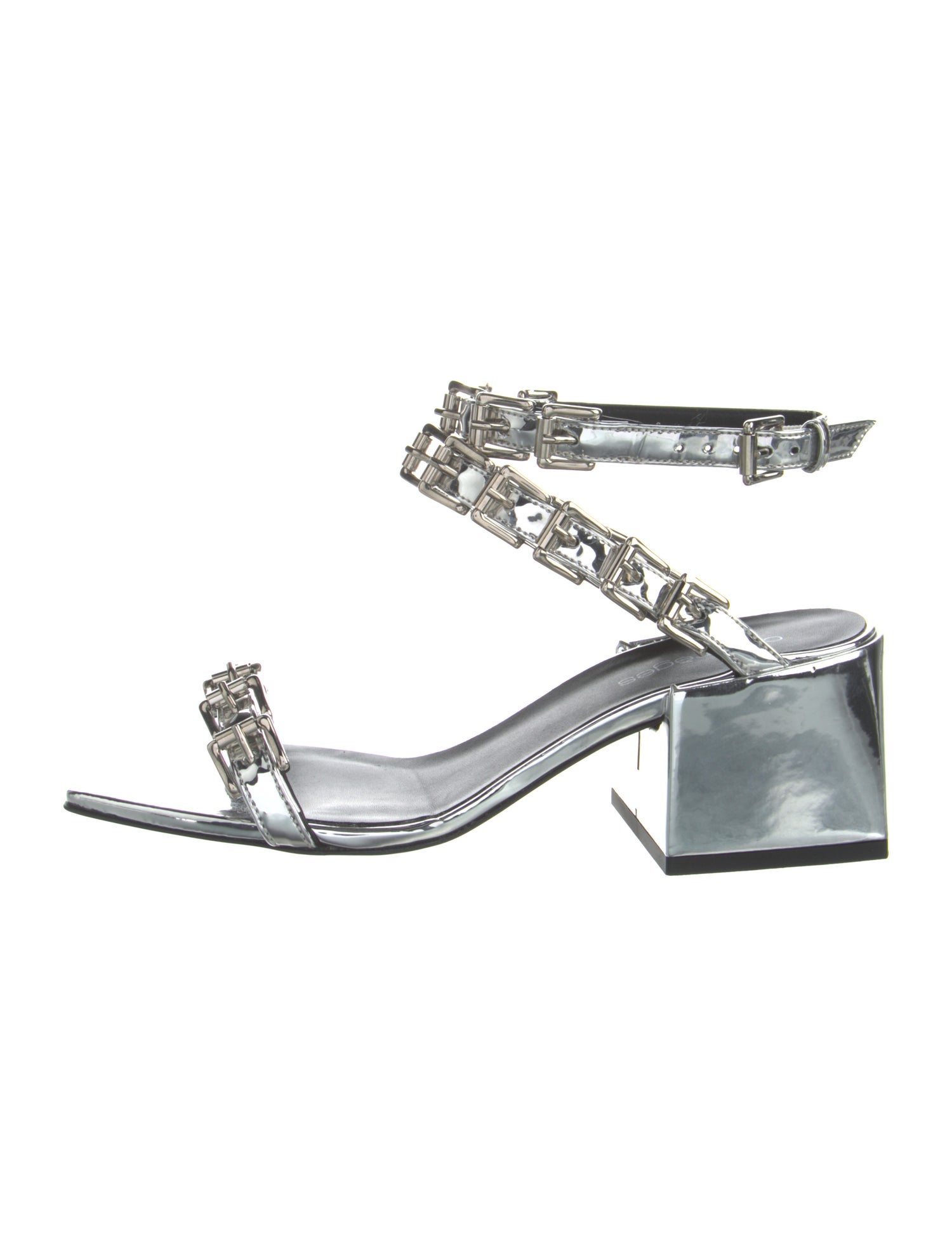 Courrèges Patent Leather Chain-Link Accents Sandals