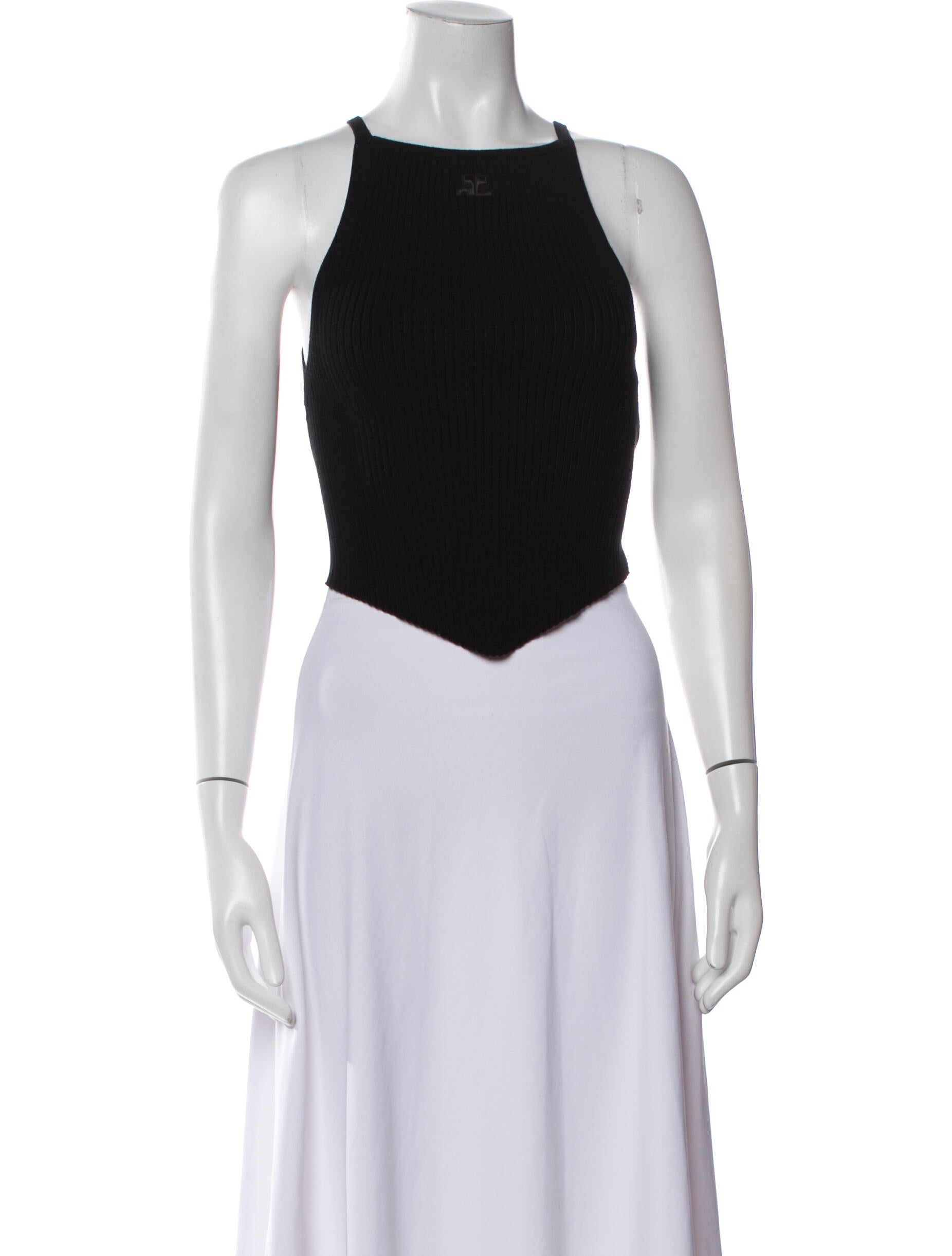 Courrèges Square Neckline Sleeveless Crop Top