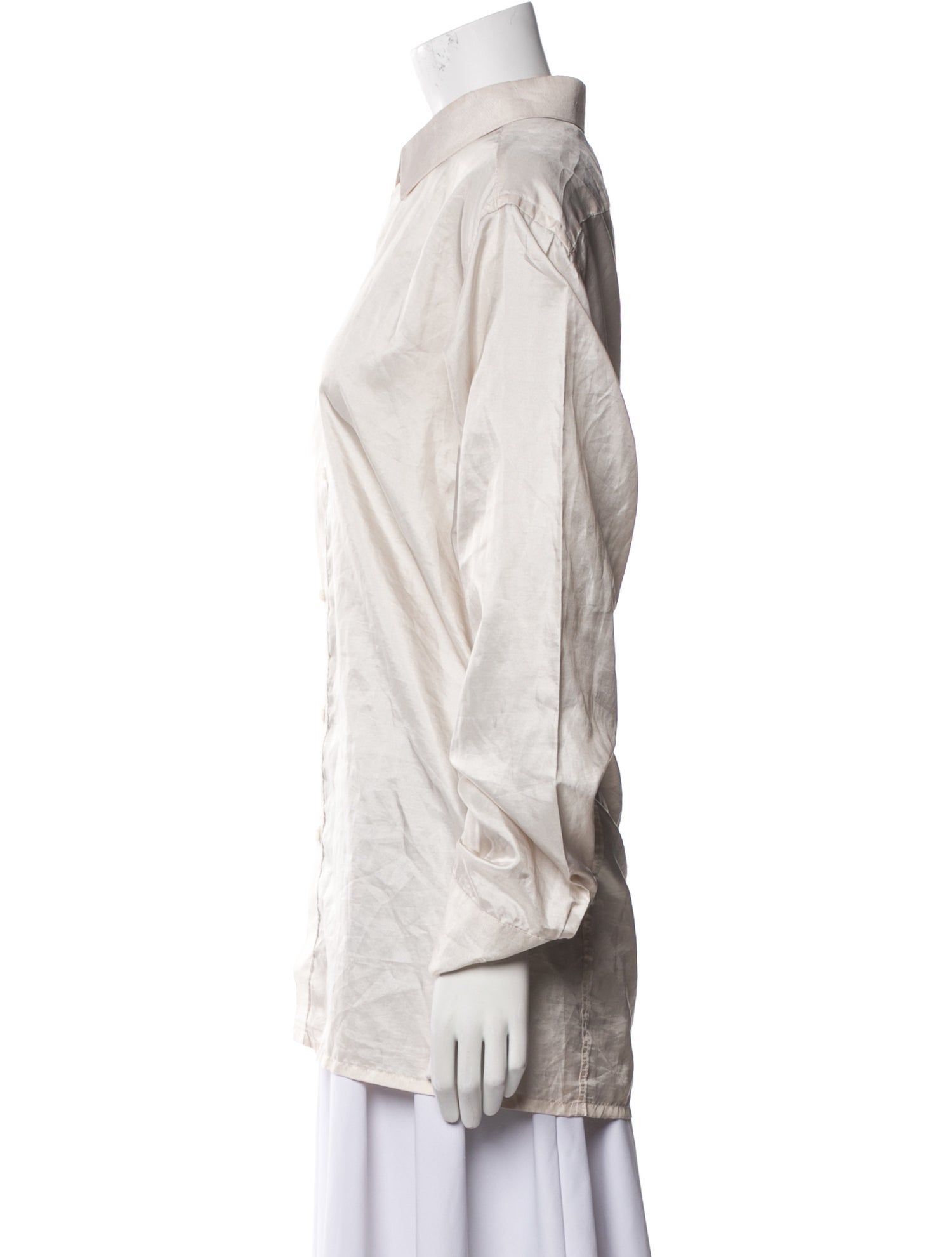 Courrèges Silk V-Neck Button-Up Top