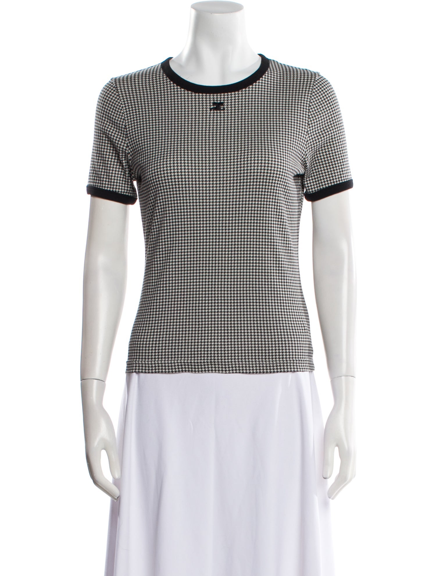 Courrèges Houndstooth Print Crew Neck T-Shirt