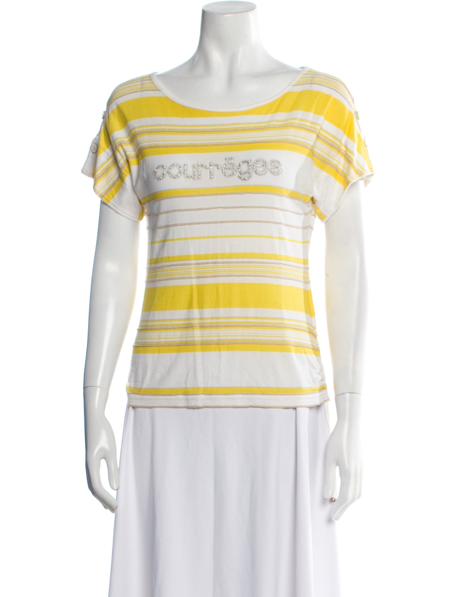 Courrèges Striped Bateau Neckline T-Shirt