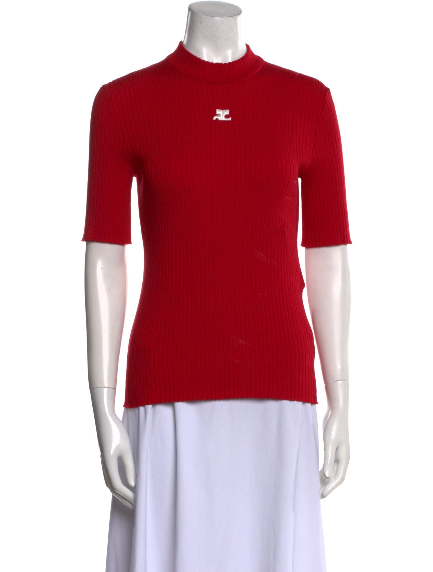 Courrèges Mock Neck Short Sleeve Top