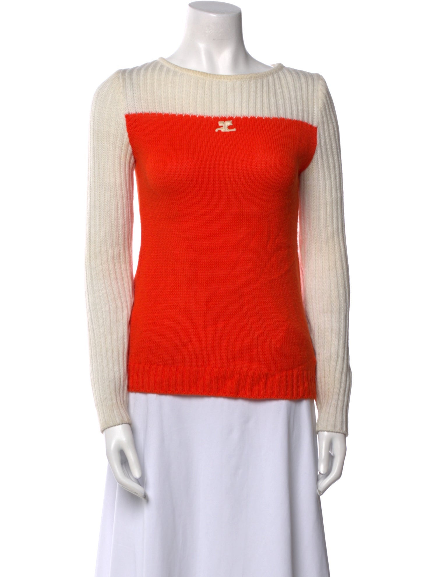 Courrèges Colorblock Pattern Bateau Neckline Sweater
