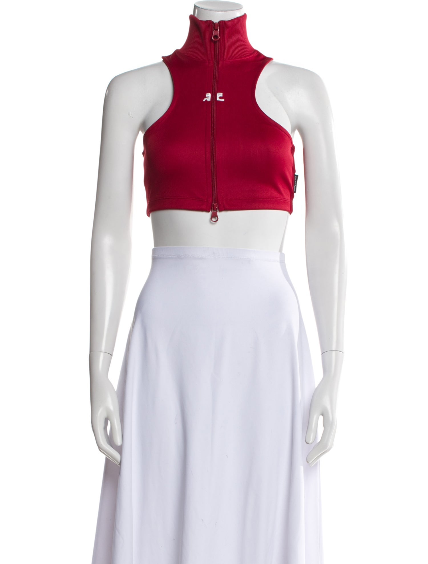Courrèges Mock Neck Sleeveless Crop Top