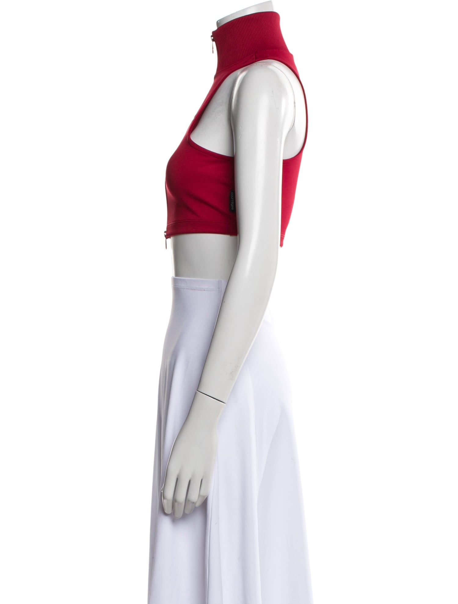 Courrèges Mock Neck Sleeveless Crop Top