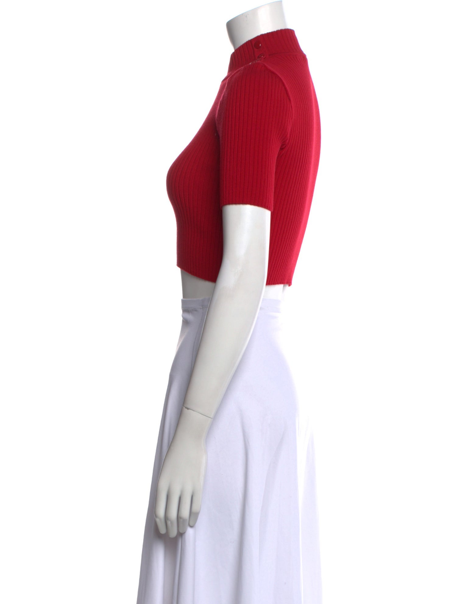 Courrèges Mock Neck Short Sleeve Crop Top