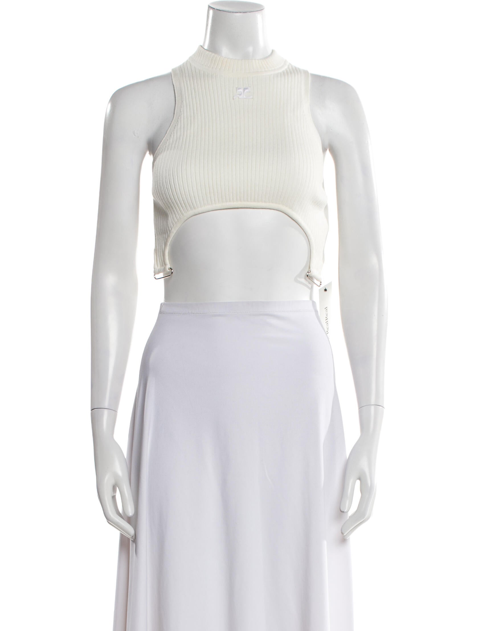 Courrèges Mock Neck Sleeveless Crop Top