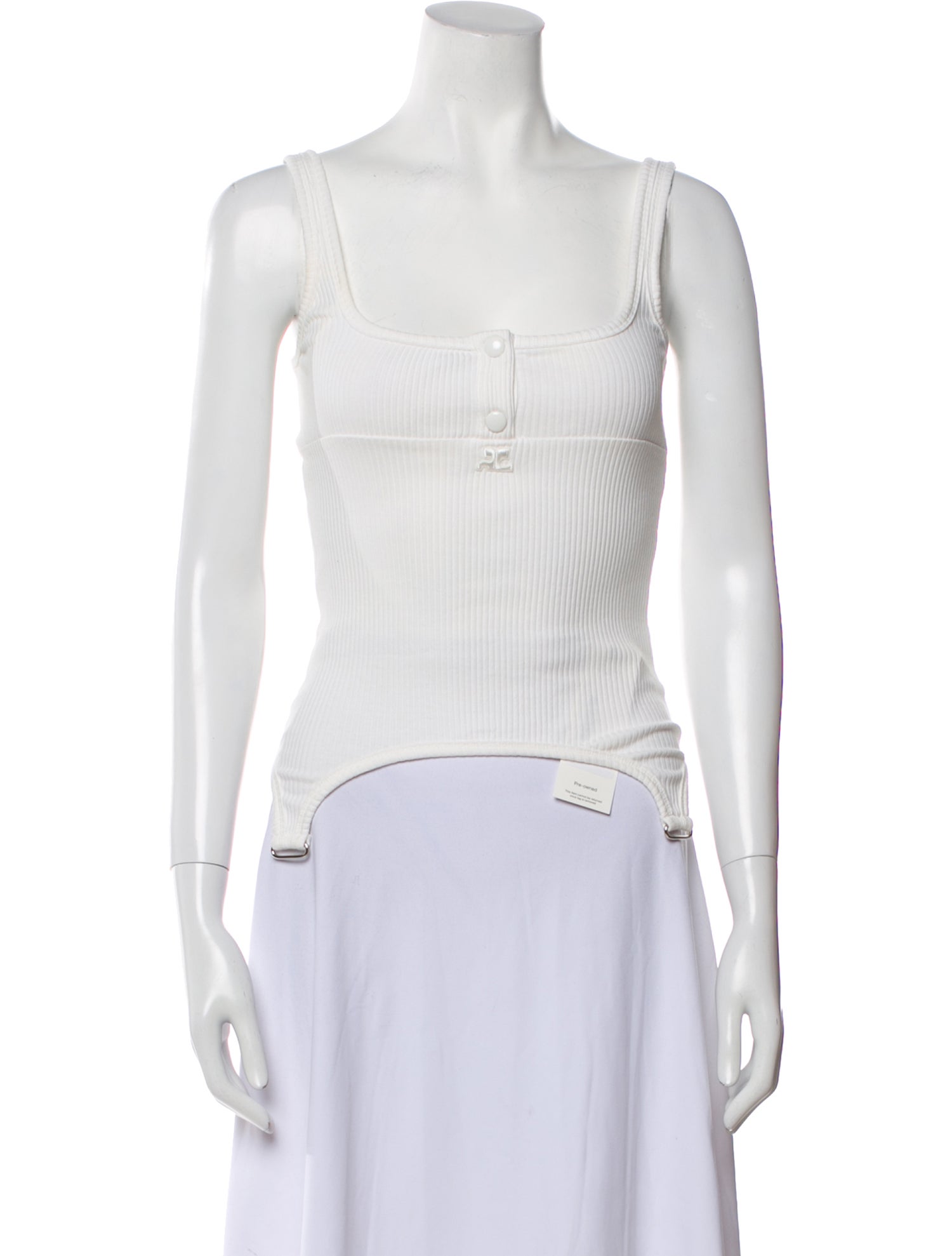 Courrèges Square Neckline Sleeveless Crop Top