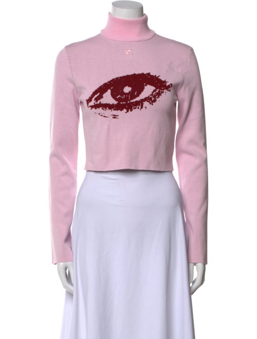 Courrèges Graphic Print Turtleneck Crop Top