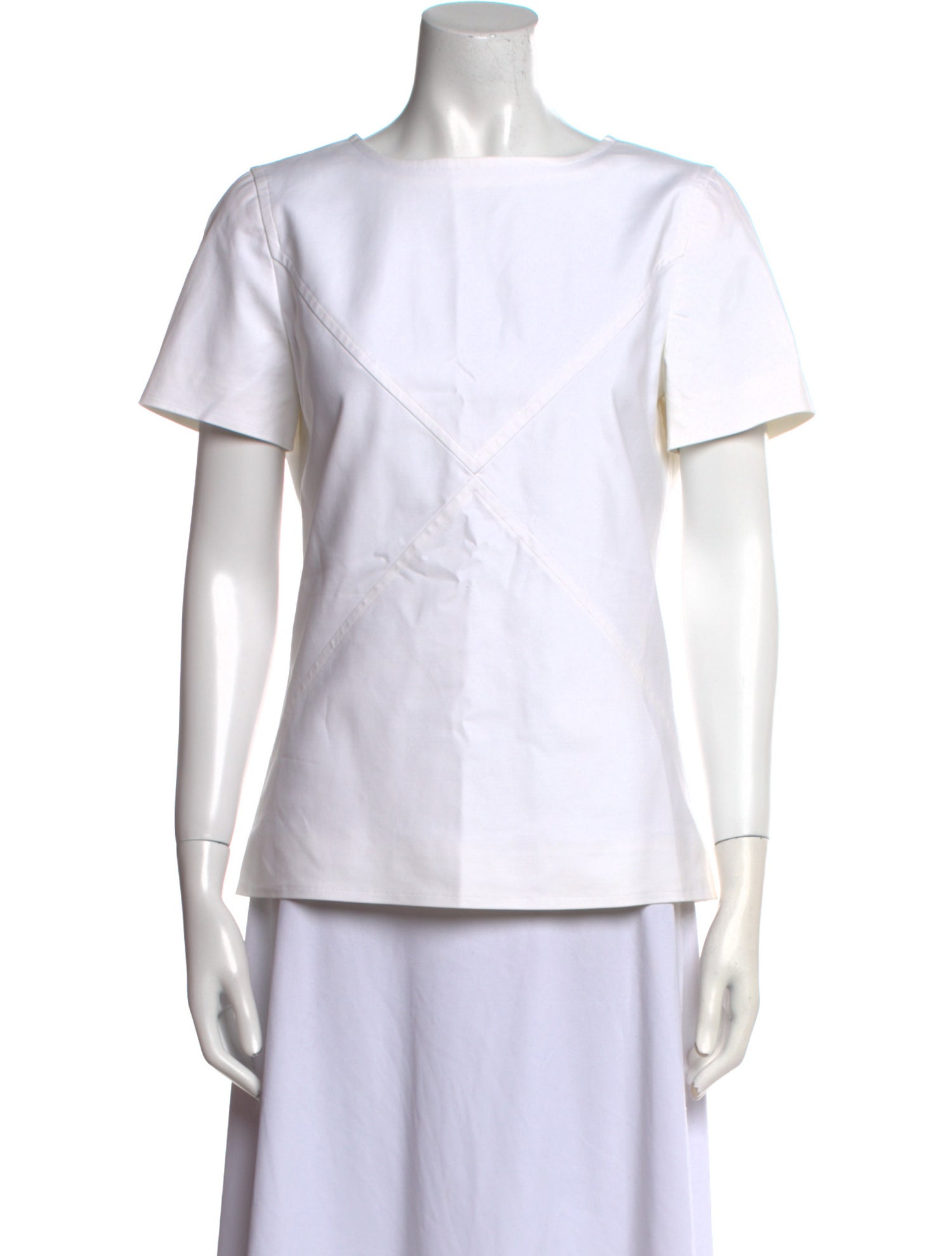 Courrèges Bateau Neckline Short Sleeve Blouse