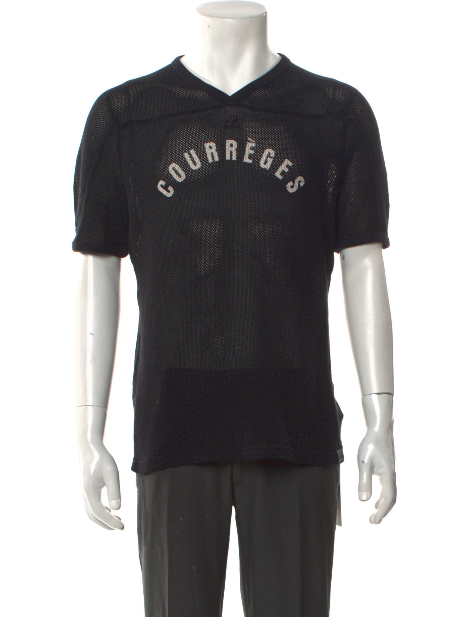 Courrèges Graphic Print V-Neck T-Shirt
