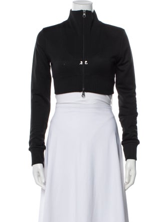 Courrèges Mock Neck Long Sleeve Crop Top