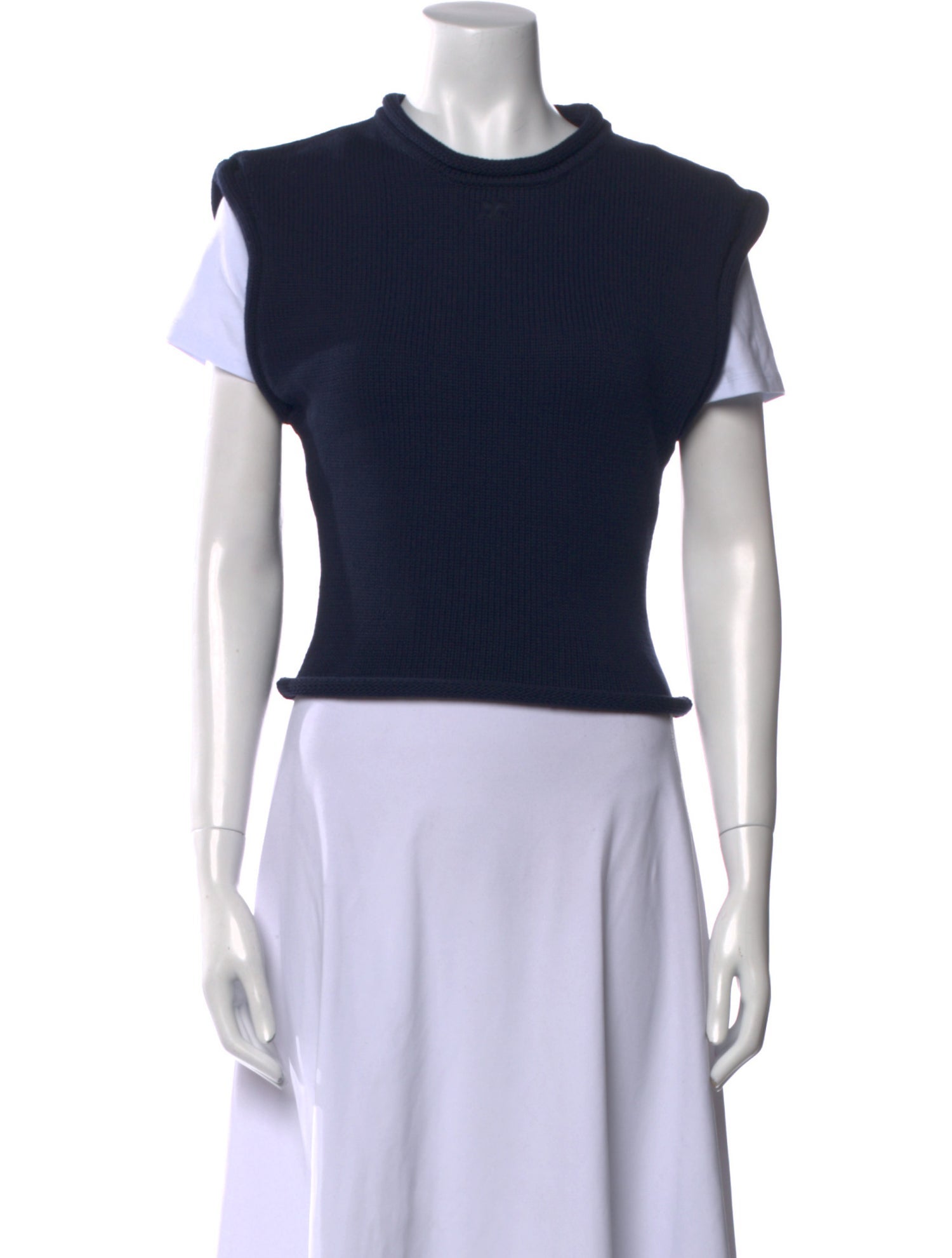 Courrèges Mock Neck Short Sleeve Crop Top
