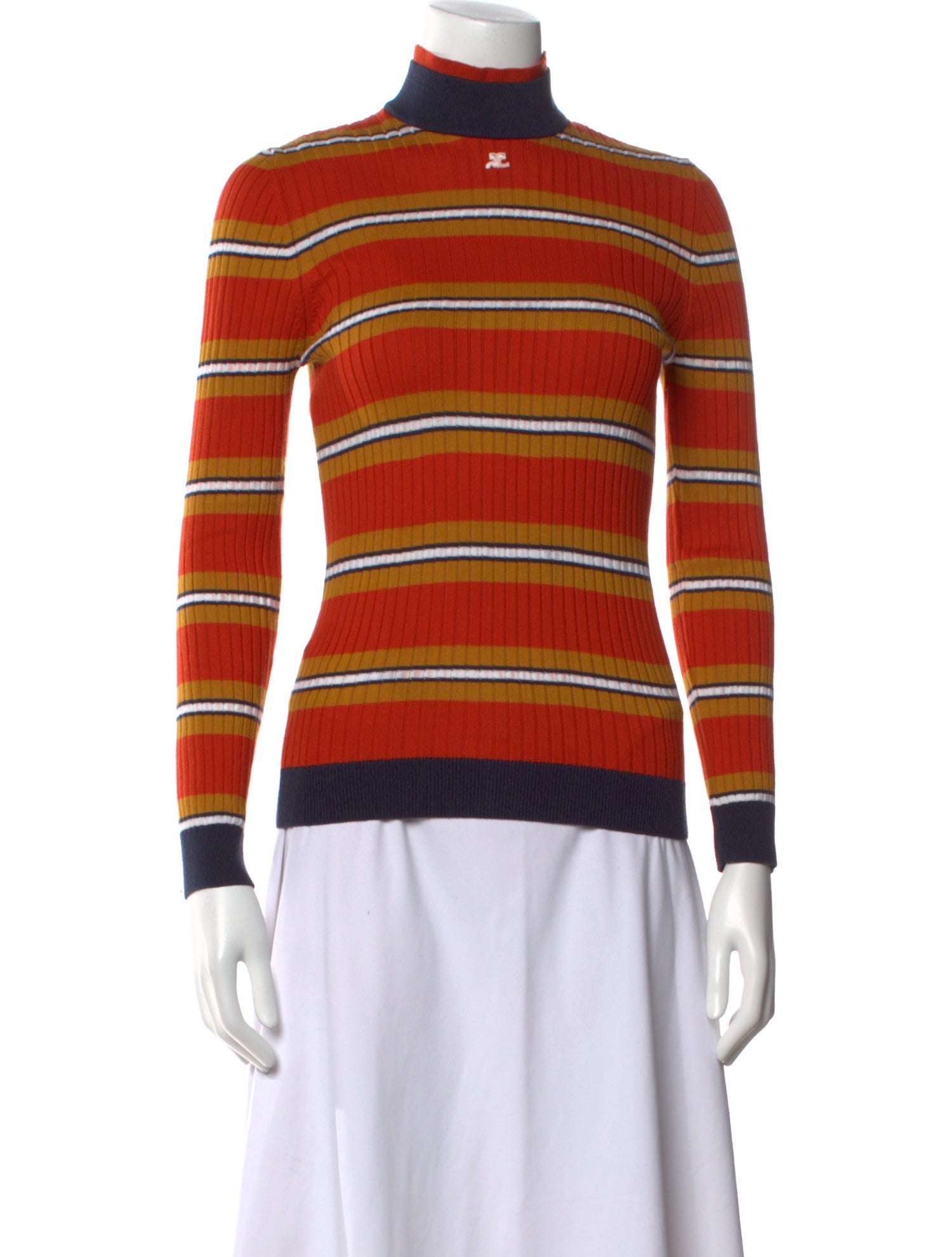 Courrèges Striped Turtleneck Sweater