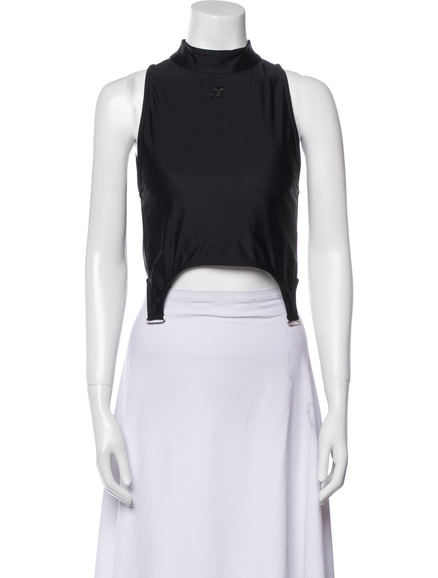 Courrèges Mock Neck Sleeveless Crop Top