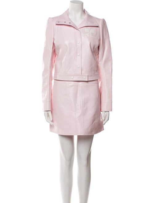 Courrèges Printed Embroidered Accent Skirt Suit