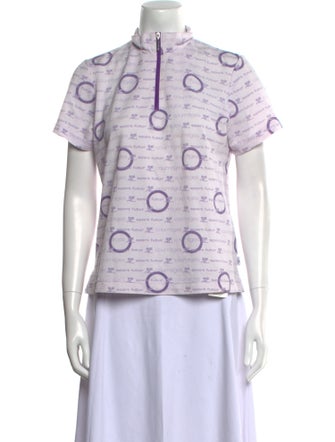 Courrèges Printed Mock Neck Button-Up Top