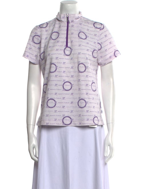 Courrèges Printed Mock Neck Button-Up Top