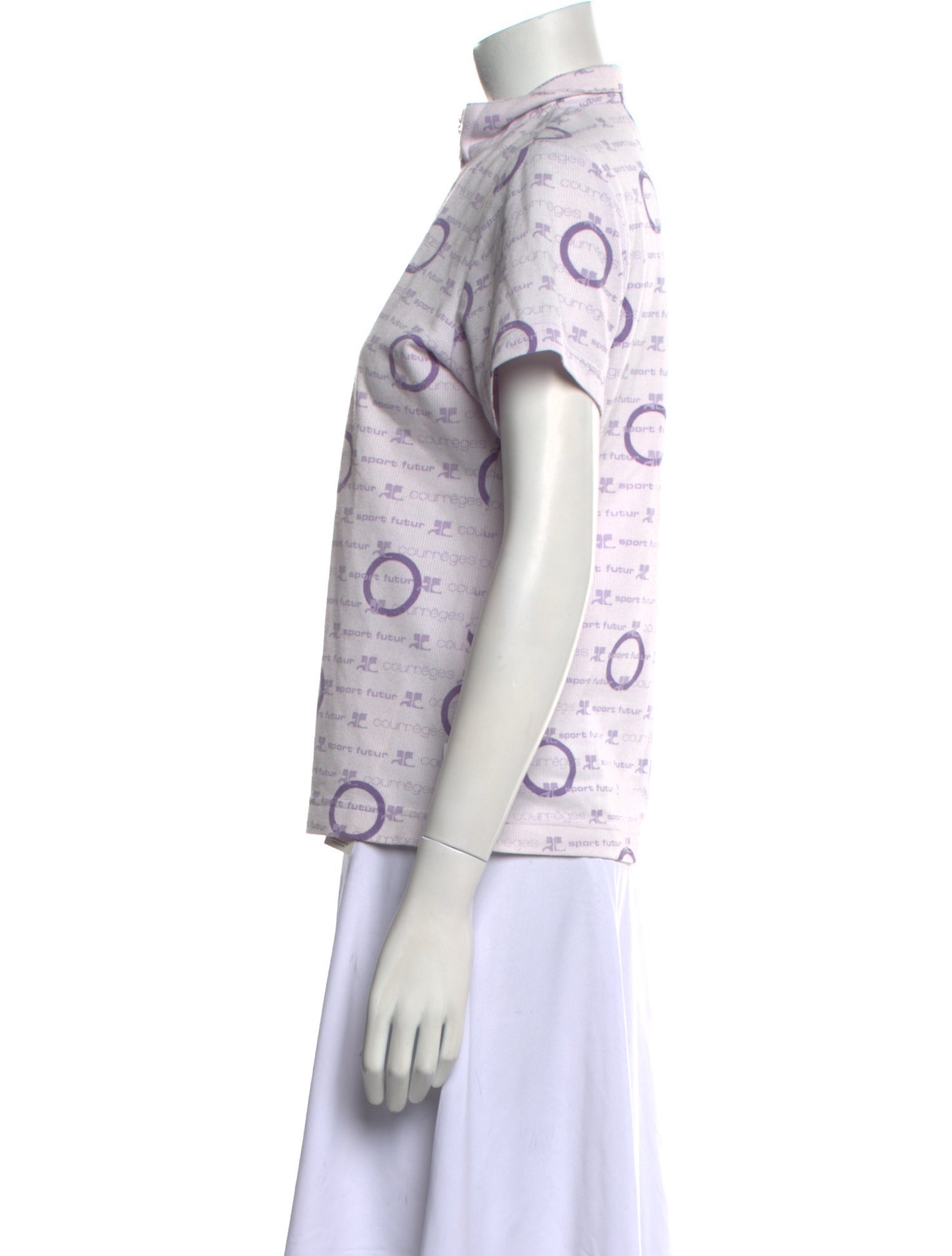 Courrèges Printed Mock Neck Button-Up Top