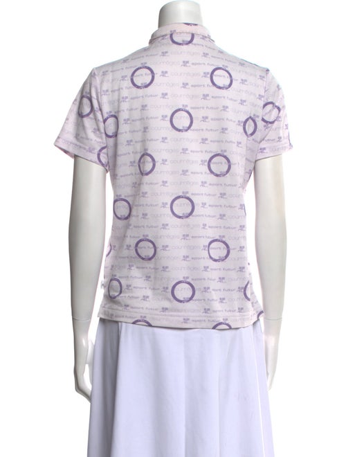 Courrèges Printed Mock Neck Button-Up Top