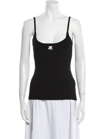 Pre-owned Courrèges Scoop Neck Sleeveless Top In Black